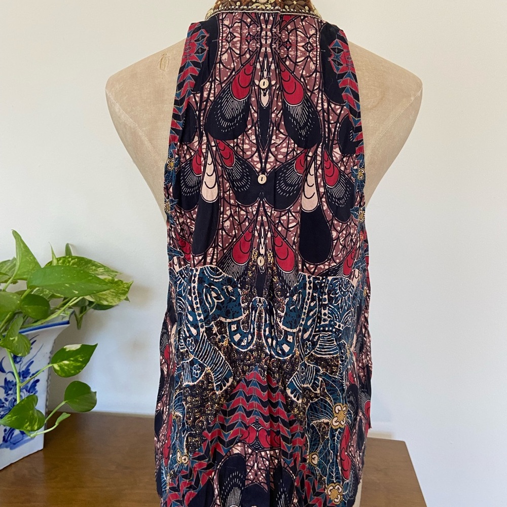 Free People India Print Sleeveless Top - Picture 3 of 8